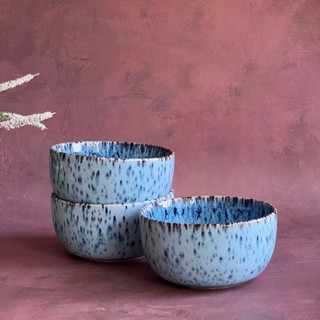 ชามเซรามิค ดีไซน์สีสวยๆ เคลือบสีฟ้าดรอปสีฟ้าเข้ม ขนาด 5.5 นิ…