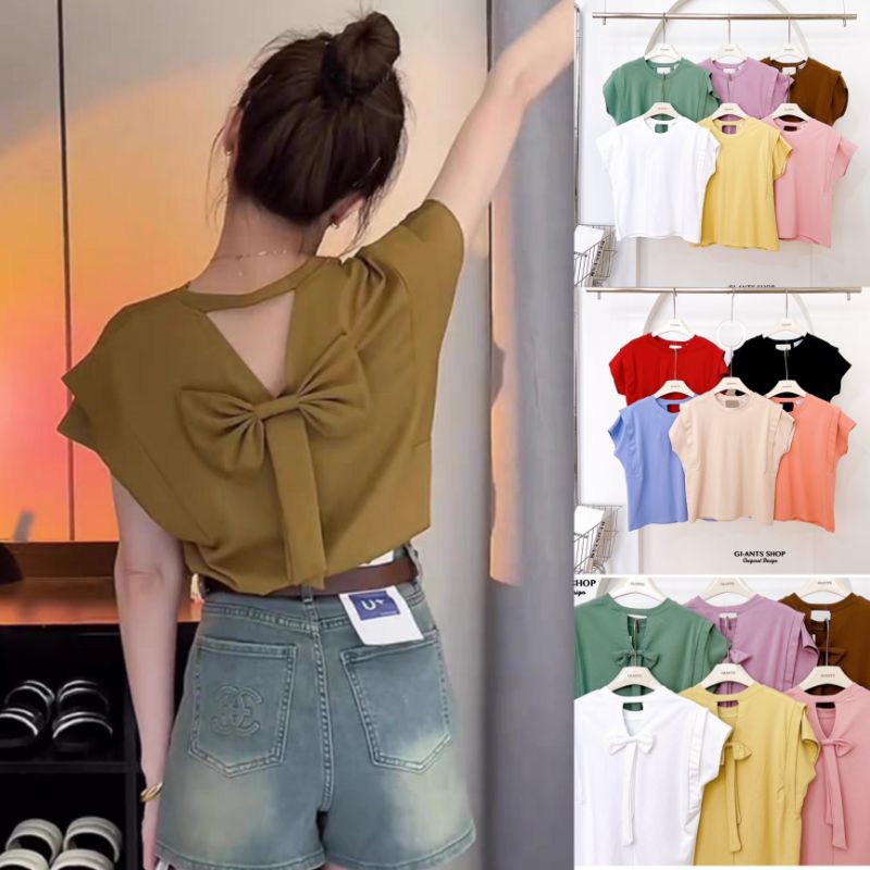 G158 คอกลมแขนล้ำโบว์หลัง