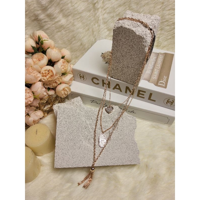 สร้อยคอแบรนด์ Guess 3 layer ขนาด 40 cm 50 cm 60 cm สายปรับให้ยาวได้อีก 2 cm