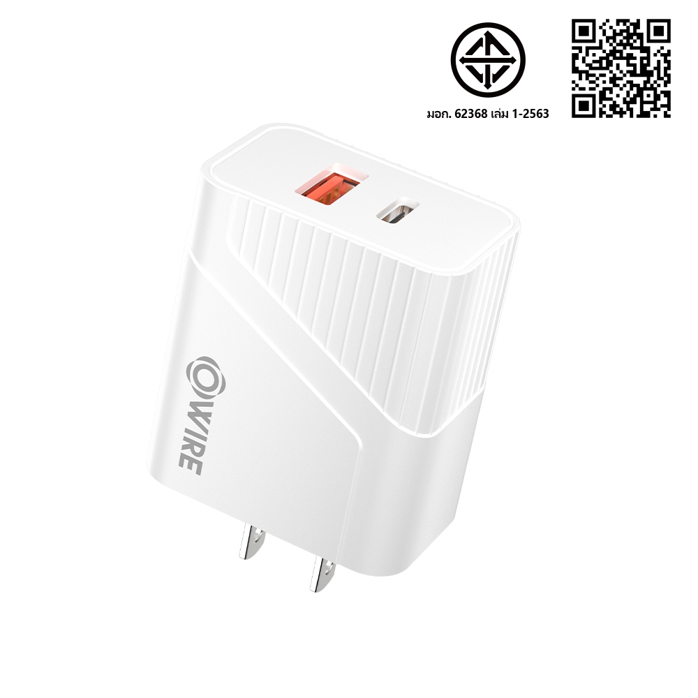 OWIRE หัวชาร์จ หัวชาร์จเร็ว PD 30W พอร์ต USB Typ C 2 พอร์ต PD20W + QC3.0 หัวชาร์จ adapter fast charg