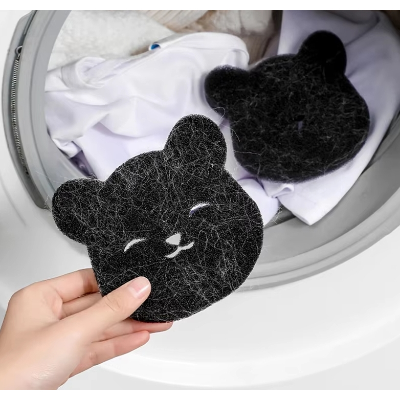 อุปกรณ์ทำความสะอาดเสื้อผ้าขนสุนัขแมวใช้ซ้ำได้เครื่องซักผ้า Bola Laundry ทรงหมีเครื่องกำจัดขนสัตว์เลี้ยง