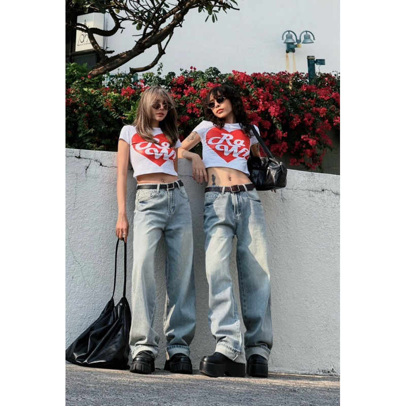 [ Rawii jeans ] basic jeans RaWii RW01 กางเกงยีนส์ทรงขากระบอก ใส่สบายผ้านิ่ม