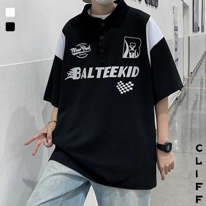 CLIFF เจ๋ง เสื้อโปโลพิมพ์ลายกีฬา ถนนสูง พลัสขนาดเสื้อแขนสั้น ชุดแข่งรถ Man Clothing Polo Shirt