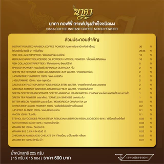 {1 แถม 1} นาคาคอฟฟี่ กาแฟนาคาแท้ กาแฟไฟเบอร์เพื่อสุขภาพ 1ห่อ(15ซอง) หอมอร่อยเข้มข้น ของแท้ส่งไว