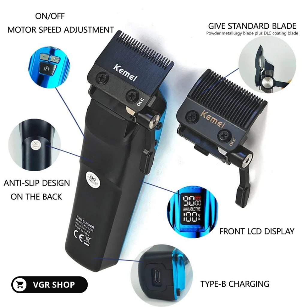 KEMEI ปัตตาเลี่ยนตัดผม รุ่น KM-2796 เน้นตัดผม มีหน้าจอ LCD รอบหมุน 9000RPM พร้อมส่งจากไทย - รูปที่ 3