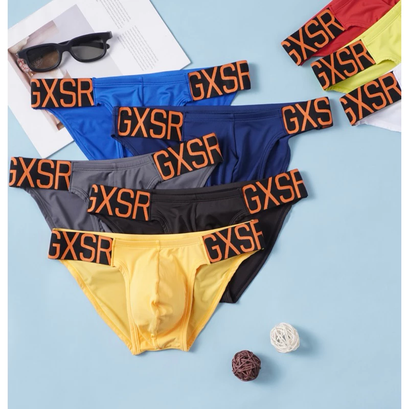กางเกงในชายขาเว้า GXSR ผ้าลื่นพรีเมี่ยม นุ่มสบาย ระบายอากาศดี ยืดหยุ่นสูง ไม่อึดอัด หลายสีสัน ใส่ได้ทั้งวัน