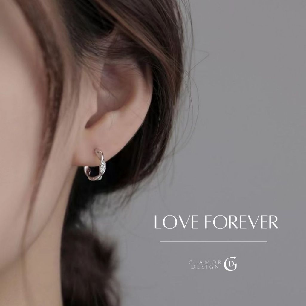 GLAMOR✨ต่างหูเพชร Spark Hoops ต่างหูเงิน ต่างหูวงกลม ต่างหูห่วง ต่างหูแฟชั่น ตุ้มหูเงินแท้