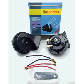 *BSEOCH แท้100% แตรหอยโข่ง เสียงรถเบนซ์ 115db รุ่น BS-138-02 สีดำ 12V (1คู่)
