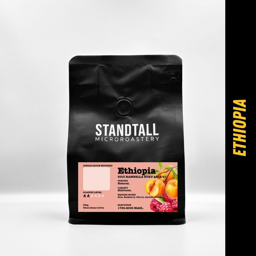 เมล็ดกาแฟคั่ว เอธิโอเปีย ขนาด 250 กรัม Ethiopia Guji Hambella Buku Able G1 (Espresso)