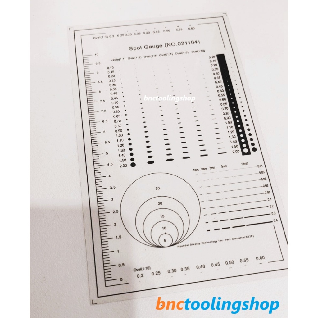 แผ่นใสมาตราฐานตรวจสอบงาน, Spot Gauge Comparison, Card Ruler Point Dot Line Gauge, Scratched Area Cir