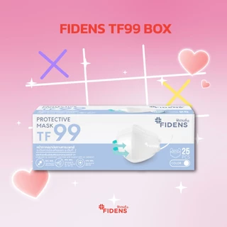 FIDENS MASK TF99 PROTECTIVE MASK (3PLY) ฟิเดนส์ หน้ากากอนามัยทางการแพทย์ 3 มิติ 1กล่อง25ชิ้น สีขาว #2196