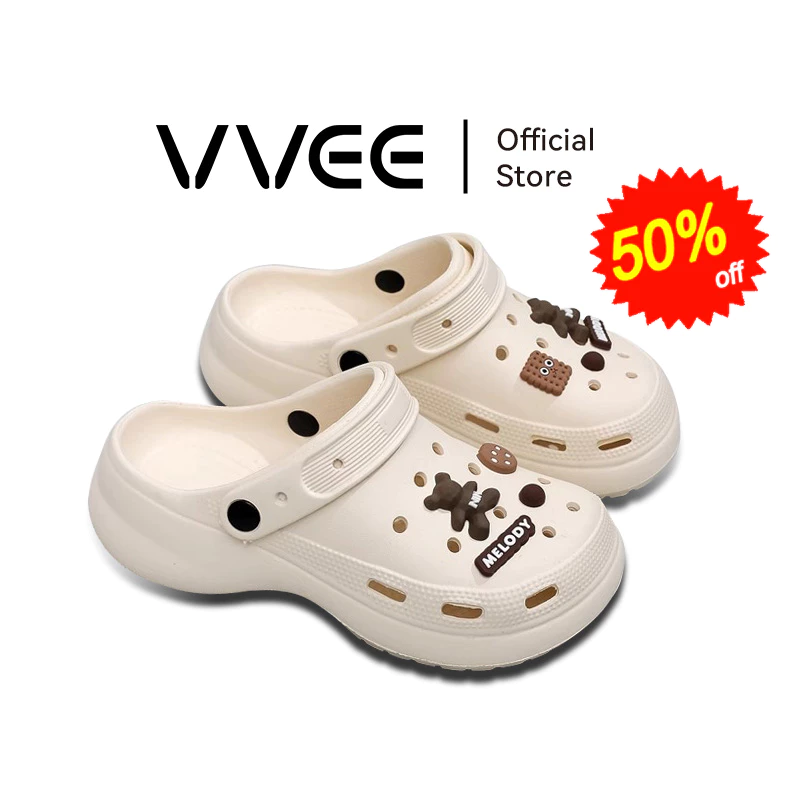 [50% off]VVEE รองเท้าแตะ crocs Cartoon รองเท้าแตะแบบสวม Sandals EVA ส้นหนา 5 ซม กันลื่นและทนทาน นุ่มสบาย