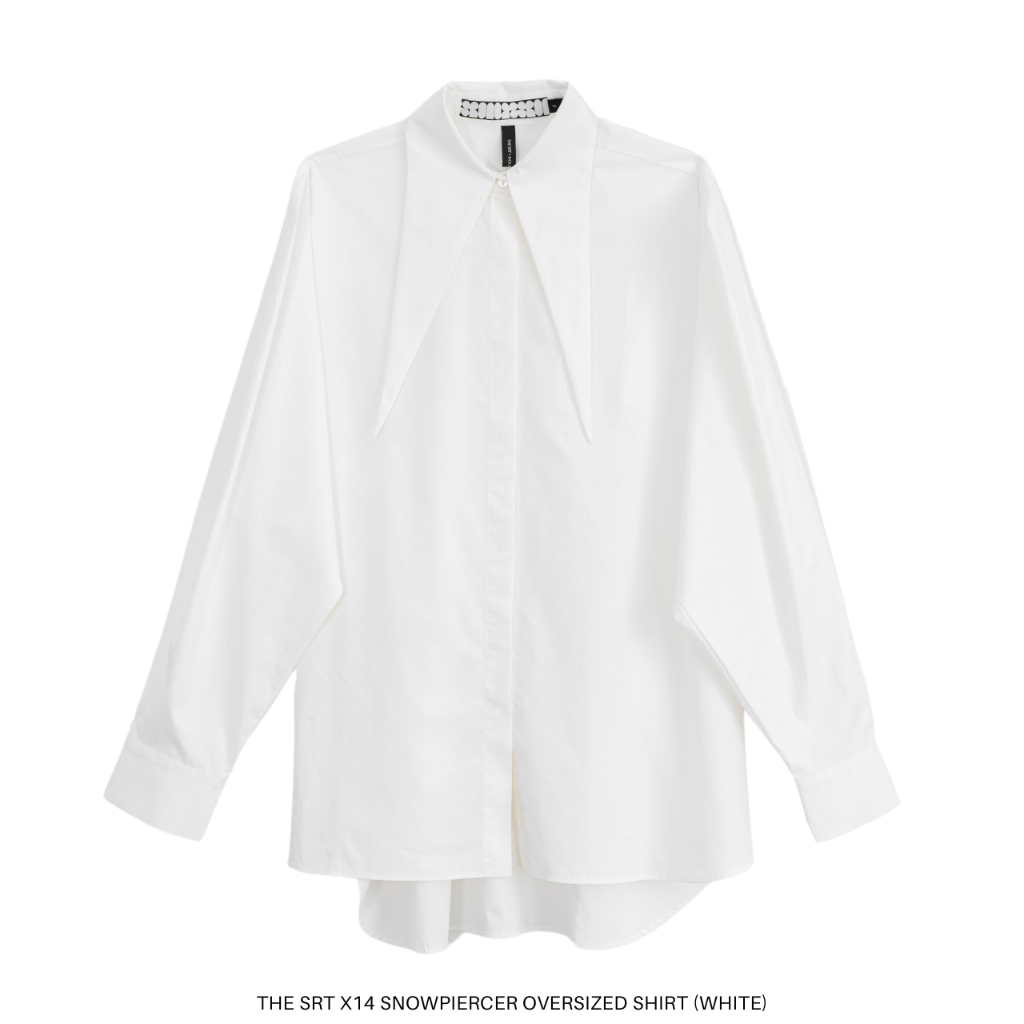 The SRT X14 (TBL245) Snowpiercer Oversized Shirt - เสื้อเชิ้ตโอเวอร์ไซส์แขนยาว ปกแหลม สีขาว — صورة 8