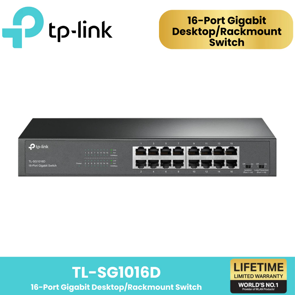 TP-LINK (TL-SG1016D) 16 PORTS / TL-SG1024D 24 PORTS GIGABIT PORT 10/100/1000 Mbps (รับประกัน SYNNEX)
