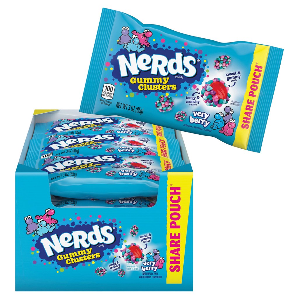 [ยกbox 12ชิ้น] NERDS แคนดี้ กัมมี่ คลัสเตอร์ รสเวรี่ เบอร์รี่ 85g (ถุงฟ้า)