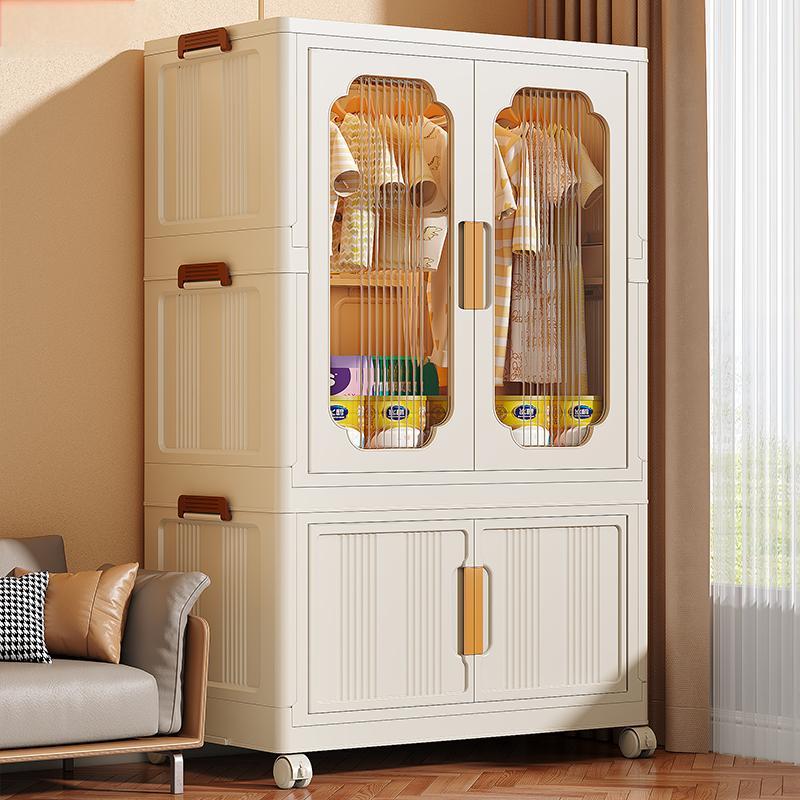 Home  ตู้เสื้อผ้า พับเก็บได้ พร้อมล้อเลื่อน ตู้เก็บของขนาดใหญ่  ตู้เก็บของ ประตูคู่ กันฝุ่นและกันน้ำ ทนทา ตู้อเนกประสงค์