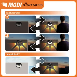 MODI โคมไฟติดผนังโซล่าเซลล์ แสงขาวและแสงเหลือง เปิดได้ 3 โหมด เปิดปิดอัตโนมัติ กันน้ำกันฝุ่นทนแดด