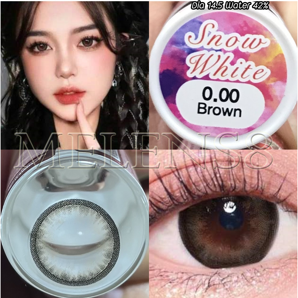 "มีค่าสายตา" คอนแทคเลนส์ ตาโต : Snow white (Lovelylens) ลายตาหวาน ค่าอมน้ำ 42 %  DIA 14.5 เลนส์รายเด