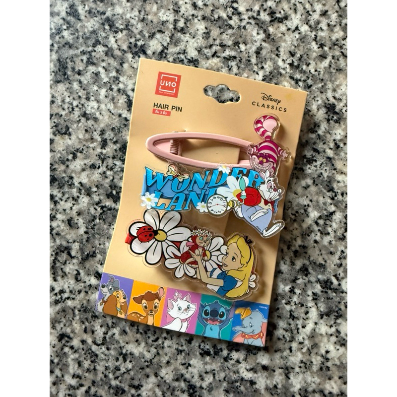 [พร้อมส่ง] UNO กิ๊บติดผม 1 เซ็ต 3 ชิ้นจาก Alice in Wonderland ของ Disney 100 Years  ลิขสิทธิ์แท้จาก 