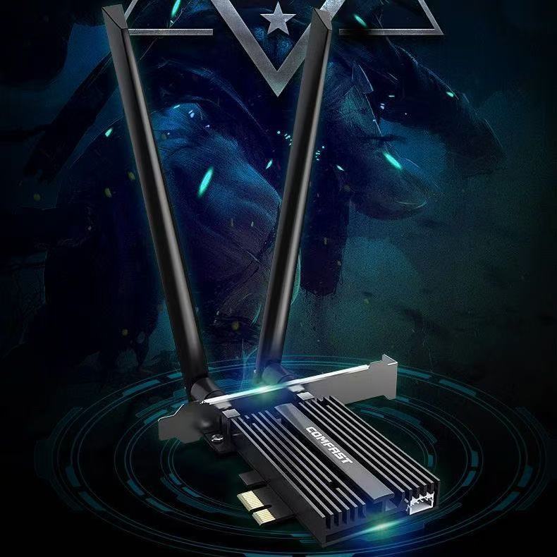 การ์ดเครือข่ายไร้สายเดสก์ท็อป COMFAST AX200 PRO Dual Band 5G Bluetooth Combo 3000M