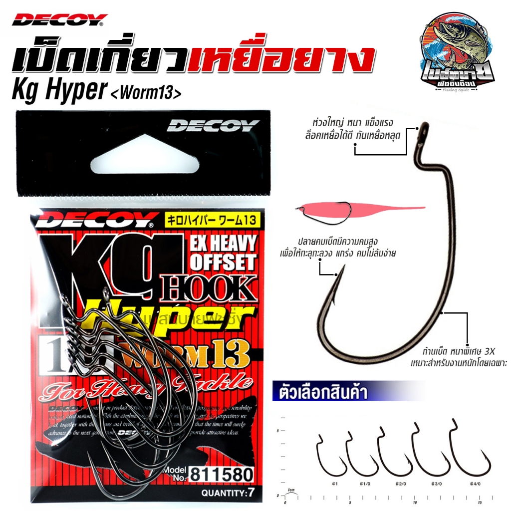 เบ็ดเกี่ยวเหยื่อยาง DECOY WORM13 HOOK ตัวเบ็ดเทกซัส งานโหดๆคมๆแข็งแรง ญี่ปุ่นแท้ 100% เหมาะสำหรับ ปลาล่าเหยื่อ ช่อน ชโด