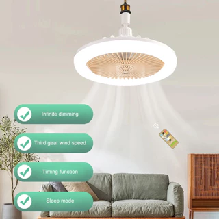 ใหม่ พัดลมติดเพดาน พร้อมหลอดไฟ โคมไฟพัดลม E27 30W Led