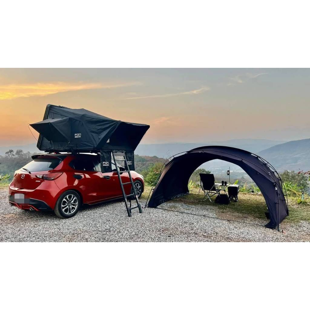 FON เต็นท์บนหลังคารถยนต์  รุ่น FON Super black  เปิดข้าง   พร้อมไฟLED คุณภาพสูง Rooftoptent
