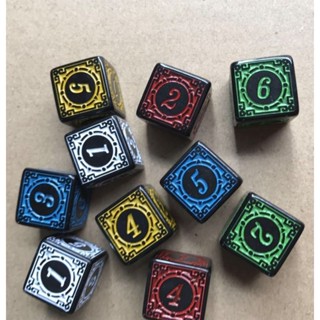 ลูกเต๋าอะคริลิคมีลวดลาย​ Dice​ 6​ หน้า.ขนาด​ 1.6ซม.