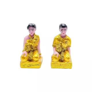 ชุดสุดคุ้ม! ชุดเครื่องตั้งศาลสีทองประกายเพชร บริวารครบชุด ช้างม้า 1 คู่ ชายหญิง 1 ตู่ นางรำ 1 คู่ [บริวารศาลครบชุด ทอง S