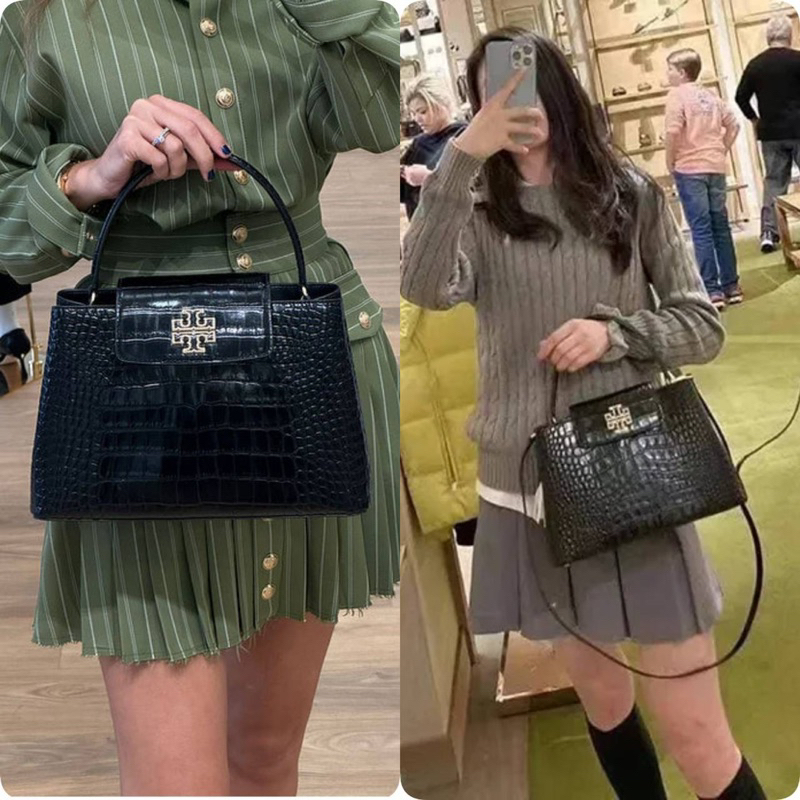 ใบใหญ่ มีสามสี 140972 141043 Britten  With Gold Hardware Pebbled Leather Women's Satchel Bag