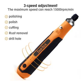 TASKTOOL เครื่องเจียร์ Mini บอสเจียร์ไฟฟ้า เครื่องแกะสลัก สว่านจิ๋วไฟฟ้า สายอ่อน ปรับฟรี ขัด ตัด งานฝีมือ DIY