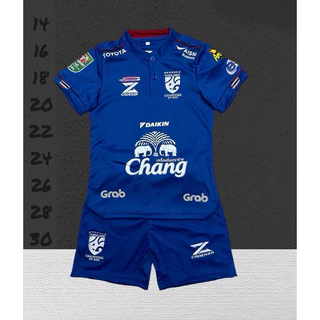 เสื้อกีฬาเด็กชุดบอลเด็กรุ่นคอจีนมีกระดุมใช่งานได้จริง