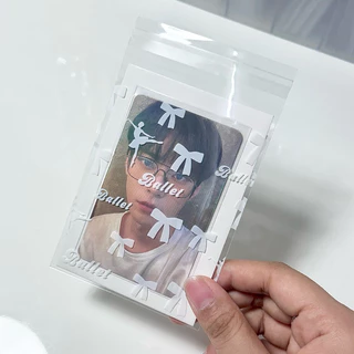 ￼[พร้อมส่ง] ซองใสใส่การ์ด ลายดาว โบว์ ขนาด8*10+3cm