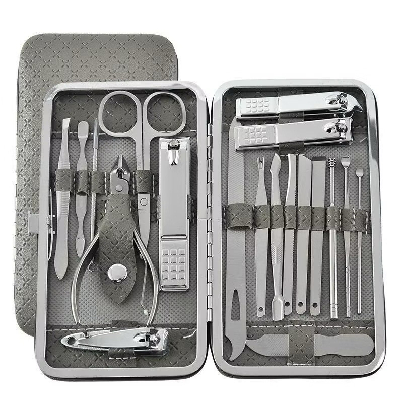 ชุดกรรไกรตัดเล็บครบเซต 19 ชิ้น อุปกรณ์แต่งเล็บ พร้อมกระเป๋าหนัง Nail Clipper Set ชุดทำเล็บ ตัดเล็บ แต่งคิ้ว ตัดขนจมูก