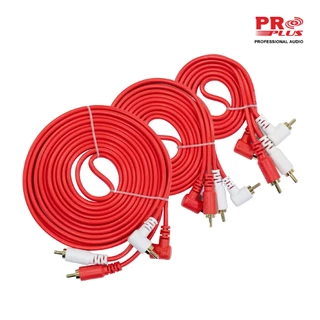 สายRCAทึบ สีน้ำเงิน/แดง 2หัวงอ ออก RCA2หัวตรง หัวทอง ยาว 1,2,3 เมตร