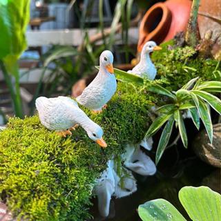 รูปปั้นเป็ดเรซิ่น 3 ชิ้น รูปปั้นเป็ดจิ๋ว สําหรับตกแต่งสวน ขอ…