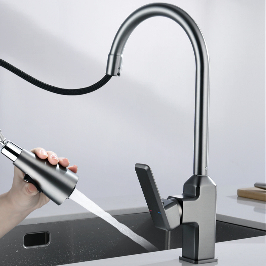♞,♘,♙Bozo Kitchen Pull-Out Faucet Telescopic Copper Faucet
