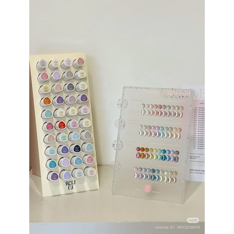 Rouniสี รุ่นใหม่คะ ลูกแก้ว40 สีคะ สีเจลลูกแก้ว 40 สี Rouni มี 2 รุ่น พร้อมชาร์ทโชว์และชั้นวาง
