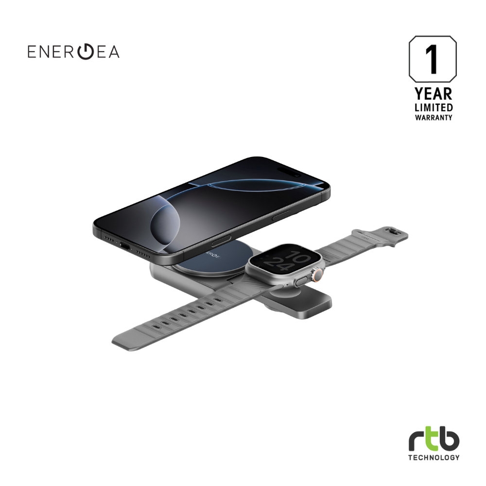 Energea MagDuo แท่นชาร์จ แม่เหล็ก ไร้สาย 2 in 1 มาตรฐาน Qi2 Wireless Charger