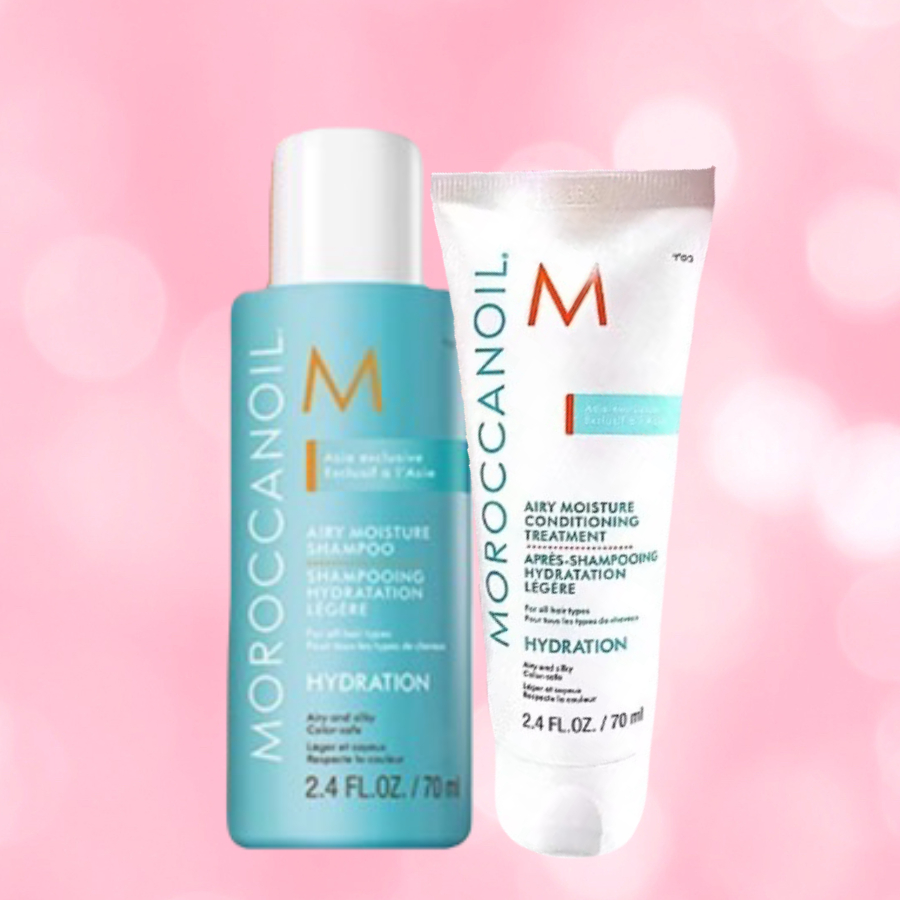 MOROCCANOIL AIRY MOISTURE 70 ML แชมพู ครีมนวด เพิ่มความชุ่มชื้นเนื้อบางเบาที่ผสมน้ำมันอาร์แกน ช่วยให้ผมนุ่มสลวย