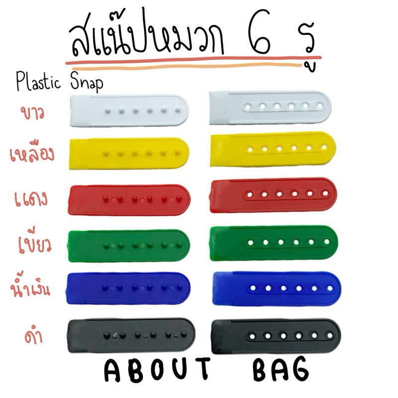 ( 1 ชุด ) สแน๊ปหมวก แป๊ก 6 รู  ( Plastic Snap )อะไหล่หมวก สายปรับไซส์ ตัดเย็บ เนื้อพลาสติก ตัดเย็บ - Plastic Snap