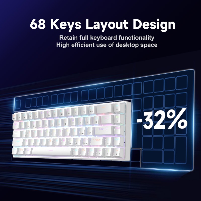 ZIFRIEND TK68 คีย์บอร์ดเชิงกล Hotswap RGB Gaming คีย์บอร์ดแบบมีสาย-thai keyboard