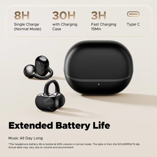 [ประกันศูนย์ไทย] SoundPEATS POP Clip หูฟังบลูทูธ ปุ่มกด clip on หูฟังไร้สาย Open Ear แบบหนีบหู มี Movie Mode Game Mode