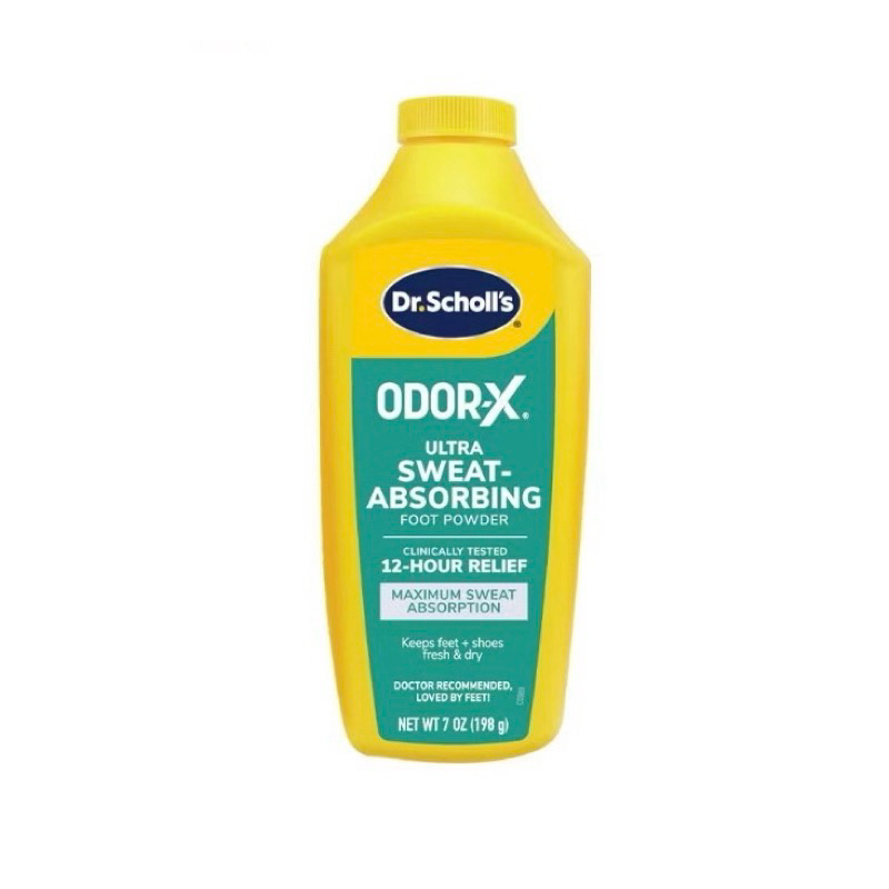 ของแท้ Dr. Scholl'S Odor-x Ultra Sweat-Absorbing Foot Powder 198G ปกป้องยาวนาน 12 ชั่วโมง
