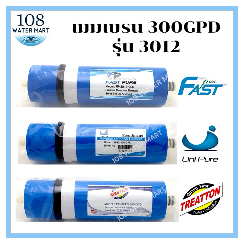 ไส้กรอง เมมเบรน อาร์โอ RO Membrane 300 GPD  รุ่น 3012 Aquatek Treatton Unipure Fast Pure ไส้กรองในตู้น้ำหยอดเหรียญ