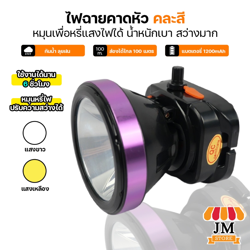 ไฟเดินป่า ไฟฉายคาดหัว ของแท้ ตรานก ไฟคาดหัว LED ไฟส่องกบ ไฟฉายชาร์จแบต กันฝน รุ่น HL-647/HL-648