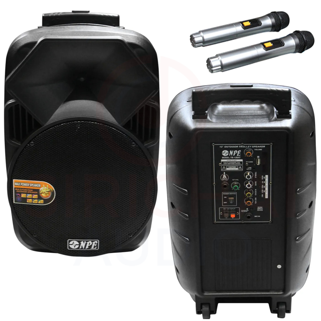 ตู้ลำโพงล้อลาก12นิ้ว NPE รุ่น TB12bat ไมค์ลอยคู่ แบตในตัว บลูทูธ