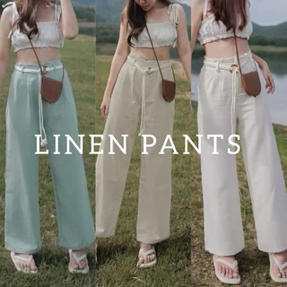 กางเกงมินิมอล(LN)(กางเกง+เข็มขัด) LINENPANTS (ถ่ายจากสินค้าจริง) (โรงงานผ้าที่ไทยร้านผลิตเอง)