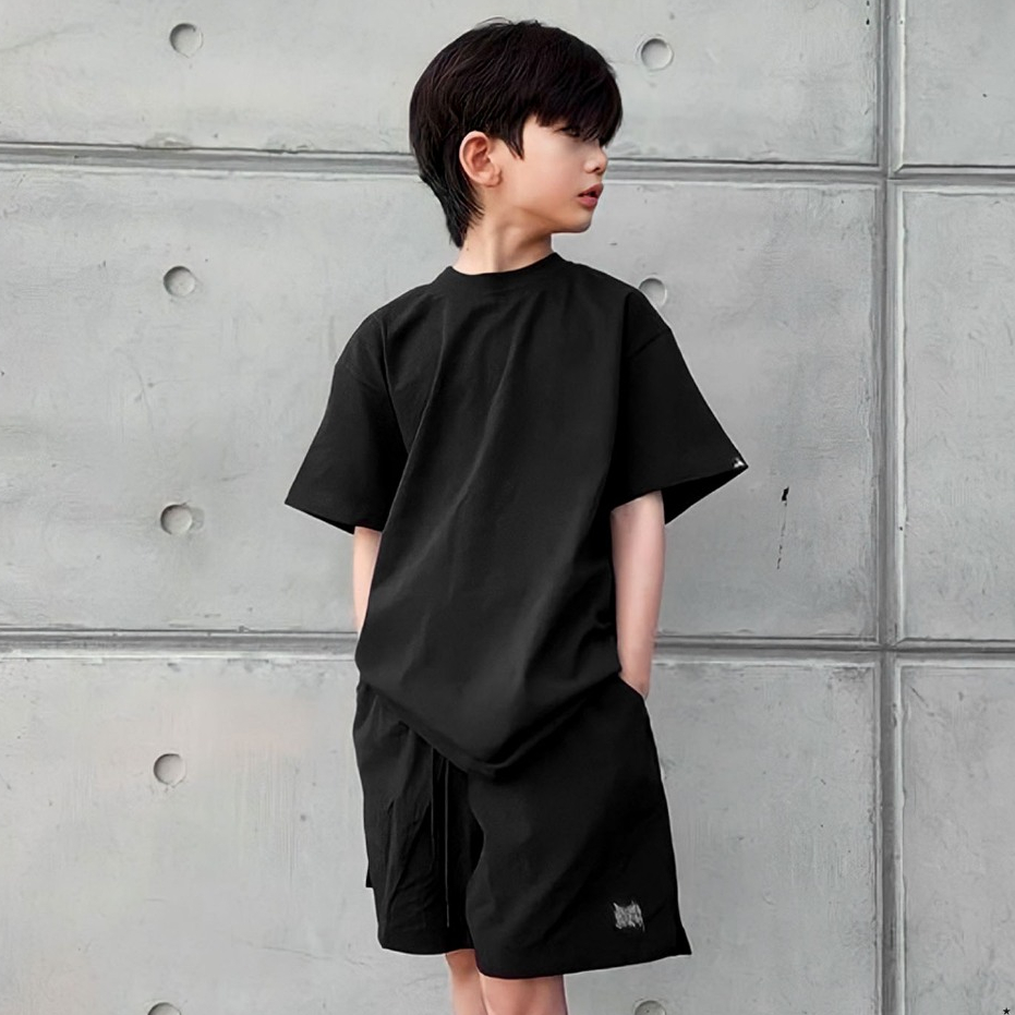 EVERESTER เสื้อยืดเด็ก อายุ 4-12 ปี คอฟิต Heavy Cotton 100% Oversize สีเบจ ดำ ขาว เด็กผู้ชาย Konf