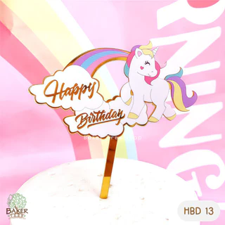 Baker Tree ป้ายวันเกิด ป้ายเค้กอะคริลิค Happy Birthday ปักเค้ก